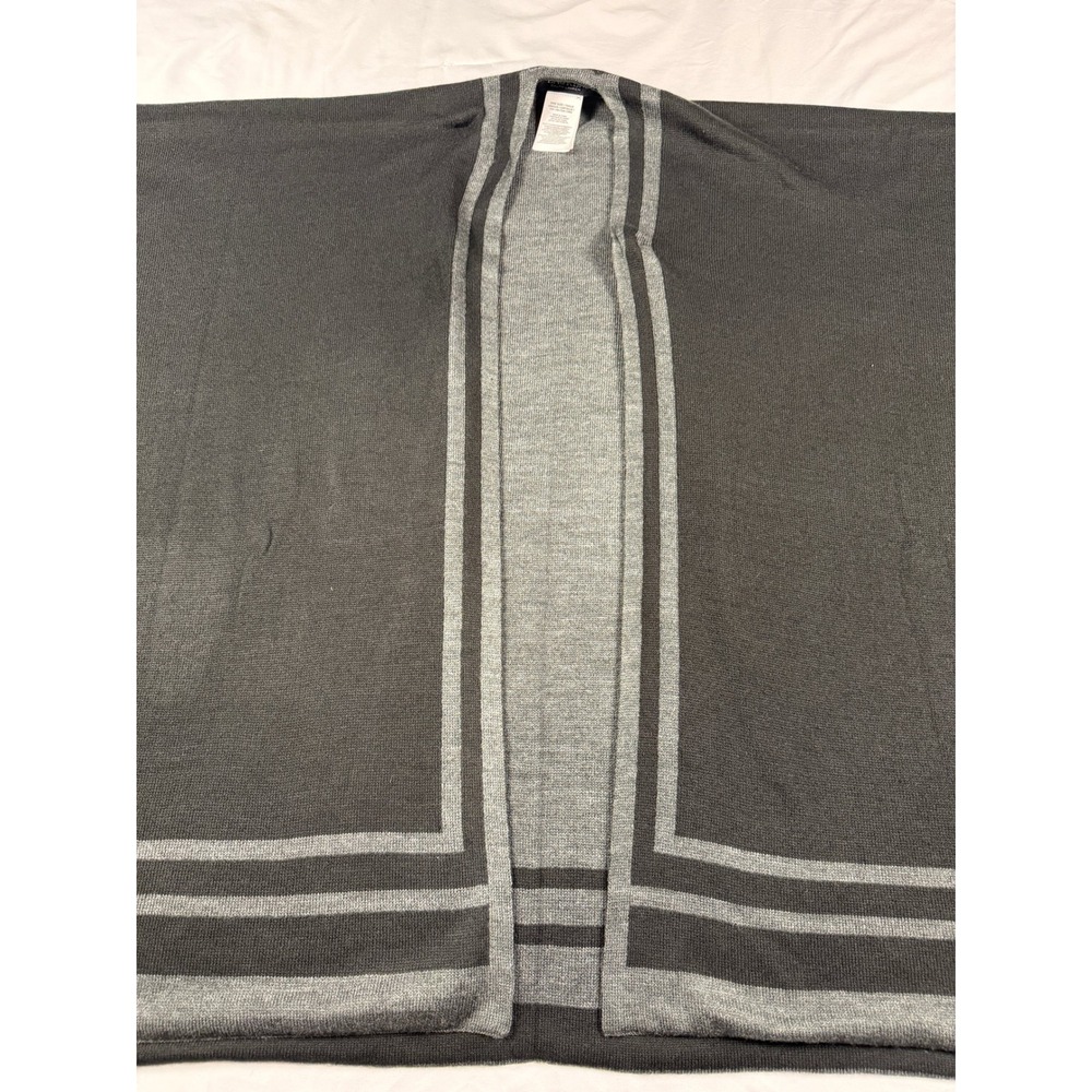 Lauren Ralph Lauren Womens Grey Colorblock Knit Open Front Poncho Wrap One Size
